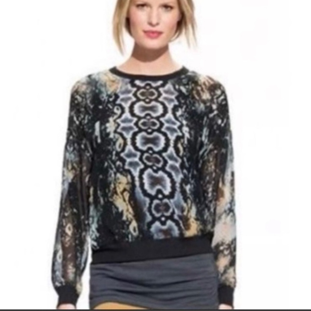 CAbi animal print sheer top small